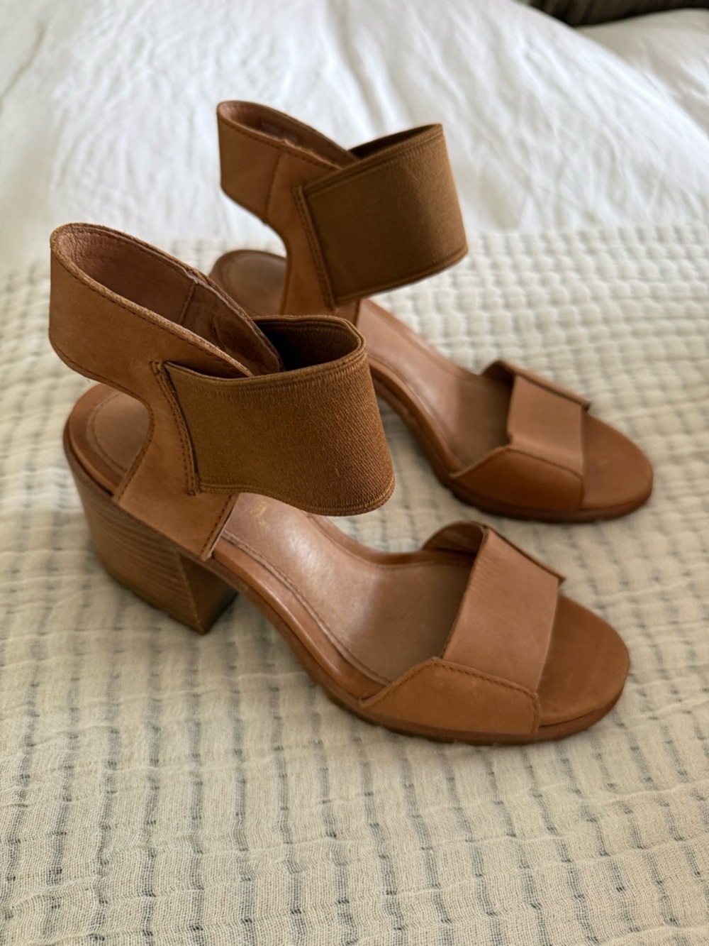 Sorel Brown Block Heel Sandals